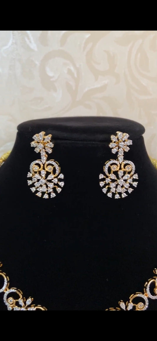 AD Floral Necklace with Earrings | South Indian Jewelry In USA