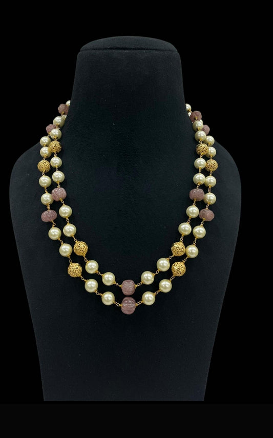 Antique ,Pearl & Pampkin Beads Mala | Indian Beads Jewelry In USA