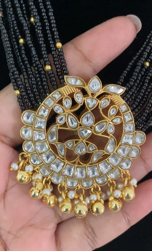 Moissanite Pendant Black Beads | Traditional Mangalasutra