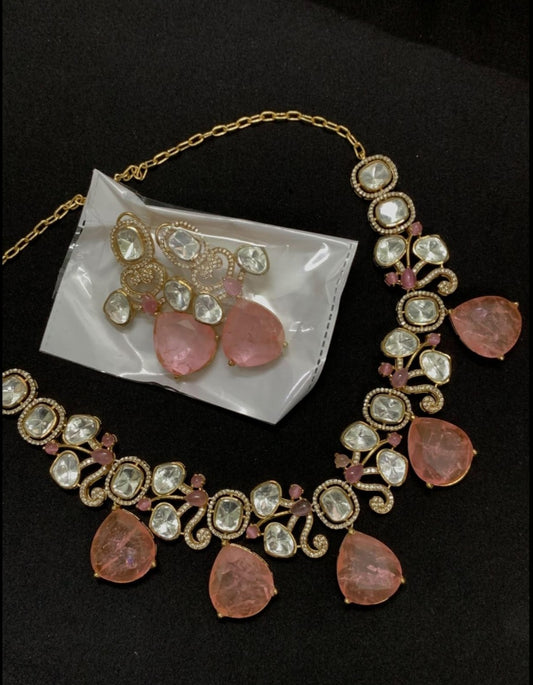 Moissanite Kundan Necklace Set | Indian Jewelry In USA