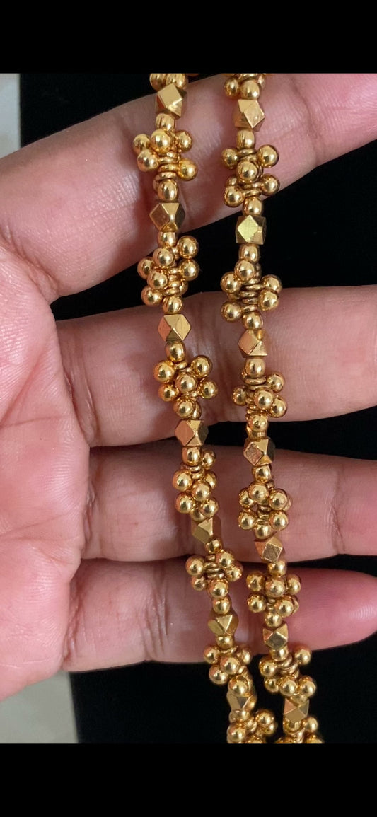 Antique Gold Beads Mala Necklace With Jumkis | Indian Traditonal Jewelry In USA