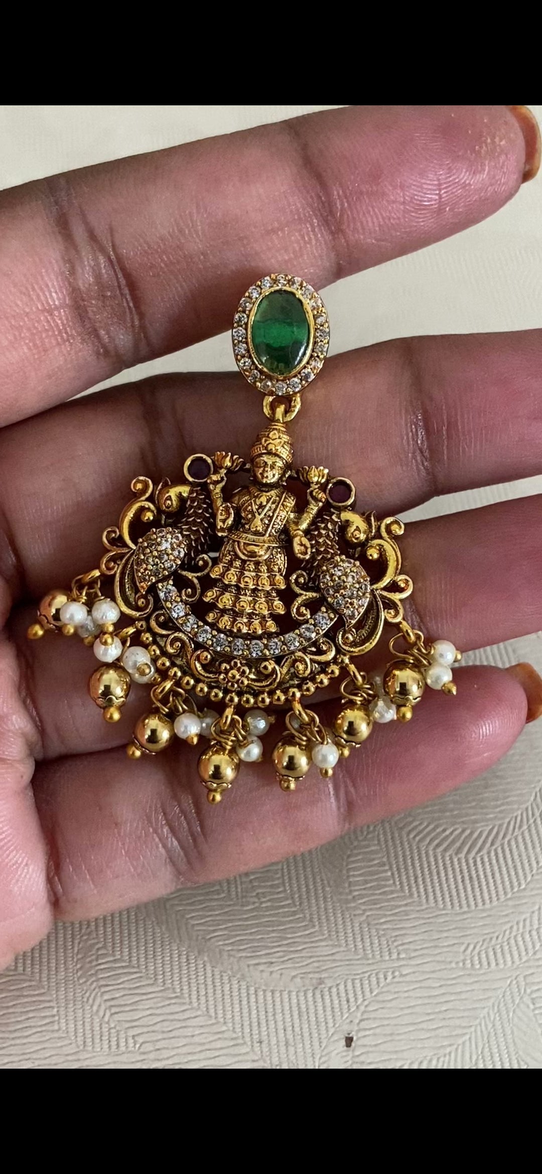 Antique Lakshmi Pendant Kante Neklace Set | Traditional Temple Jewelry In USA