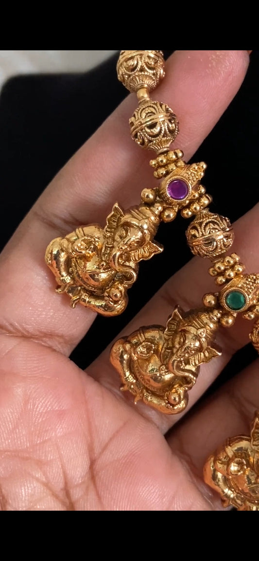 Antique Ganesh Temple Necklace Set | Traditional Jewelry In USA