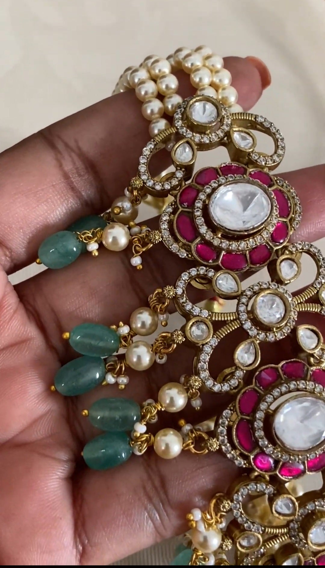 Moissanite & Jadau Fusion Choker With Earrings | Indian Jewelry In USA