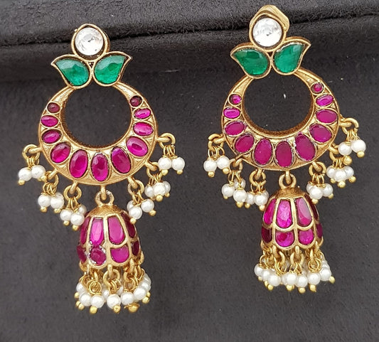 Jadau Kundan Chandbali Earrings | Indian jewellery in USA
