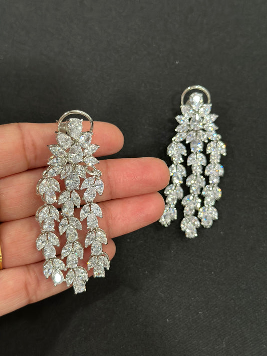 AD Rhodium Earrings | Indian Earrings