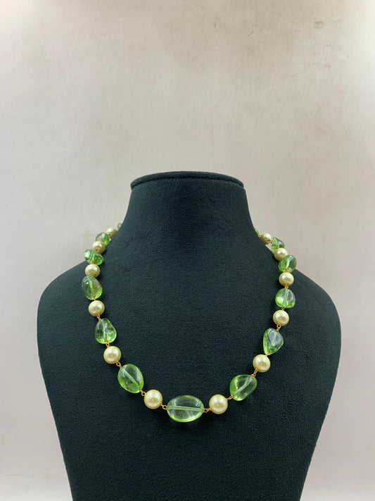Simple Pearl & quartz stones Necklace |Indian Beads Necklace | Gift Idea
