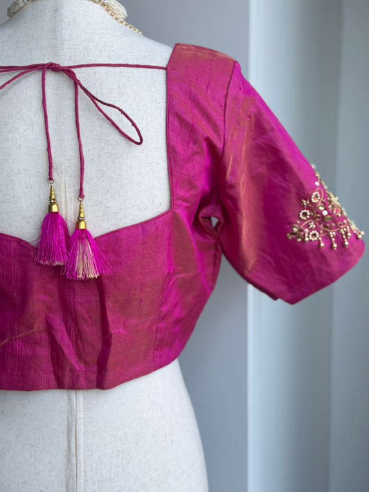 Raw Silk Tissue Embroidery Blouse | Readymade Blouses in USA