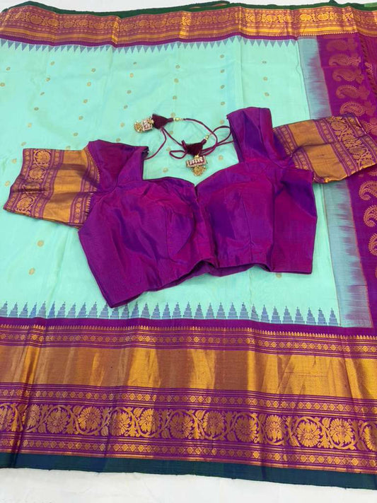 Kuttu Border Pure Handloom Gadwal Pattu Saree | Indian Traditional Saree | Handloom Saree
