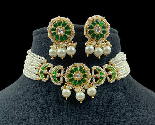 Kundan & Pearl Choker Necklace | Indian Necklace