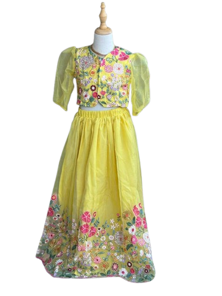Girls Yellow Top & Skirt | Girls ethnic wear | Girls party wear dresses