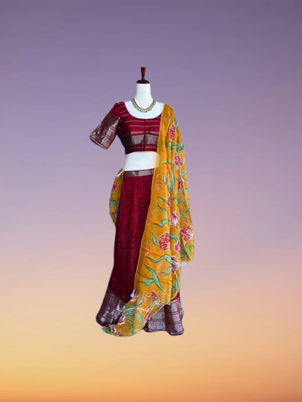 Mangalagiri Pattu pavada | Partywear Lehanga | Lehanga voni
