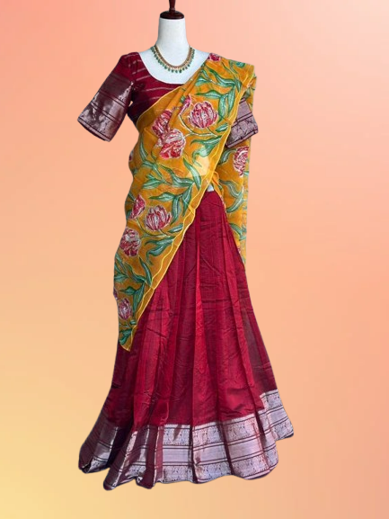 Mangalagiri Pattu pavada | Partywear Lehanga | Lehanga voni