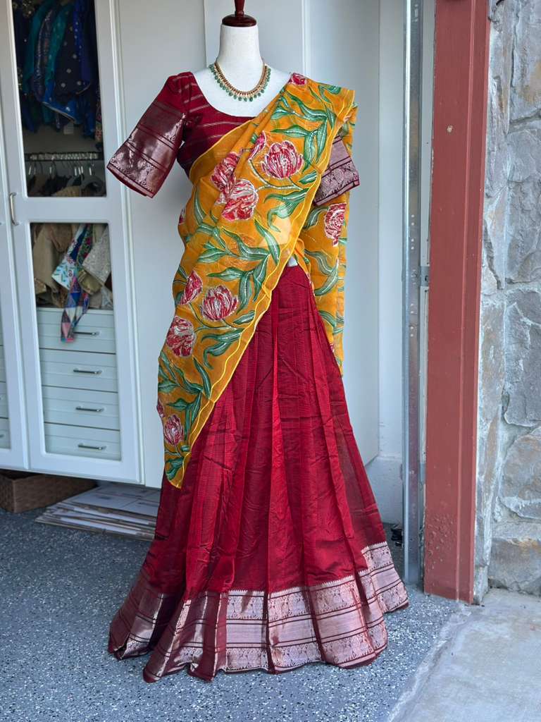 Mangalagiri Pattu pavada | Partywear Lehanga | Lehanga voni