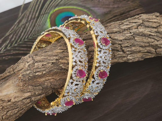 AD Lotus Openable Bangles | Indian Bridal Bangles