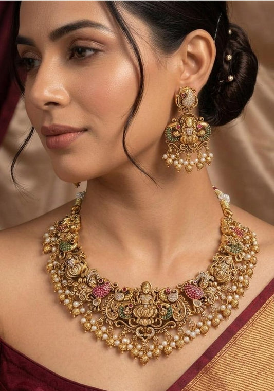 Antique Lakshmi Necklace Set | Traditional Jewelry In USA