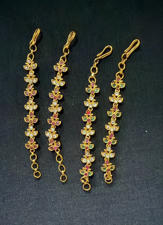 AD Ruby Green Matilu | Indian Ear Chains | Indian Traditional Jewelry In USA