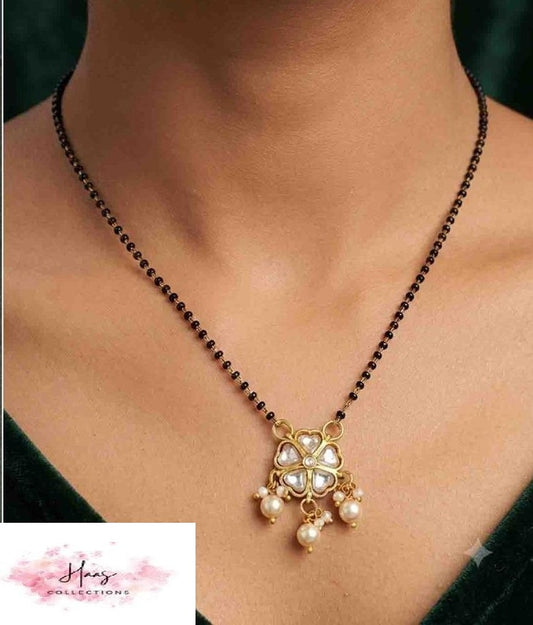 Kundan Pendant Mangalasutra | Traditional Black Beads Necklace