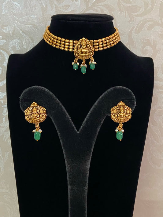 Antique Lakshmi Pendant Choker Set | South Indian Jewelry In USA