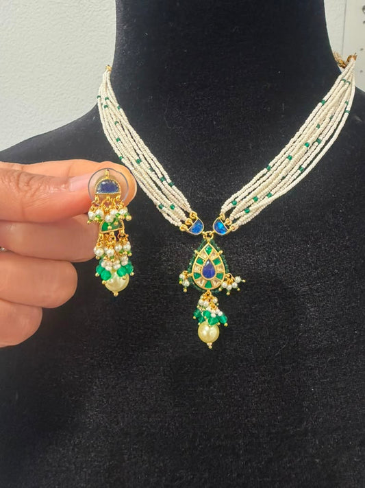 Jadau Kundan Pendant Pearl Necklace Set | Traditional Jewelry In USA