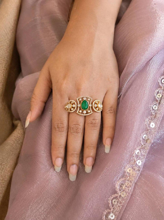 AD Kundan 2Finger Ring | Adjustble Finger Ring | Gift Idea
