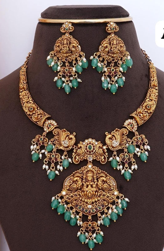 Antique Nakshi Lakshmi Kante With Earrings | Traditional Bridal Necklace