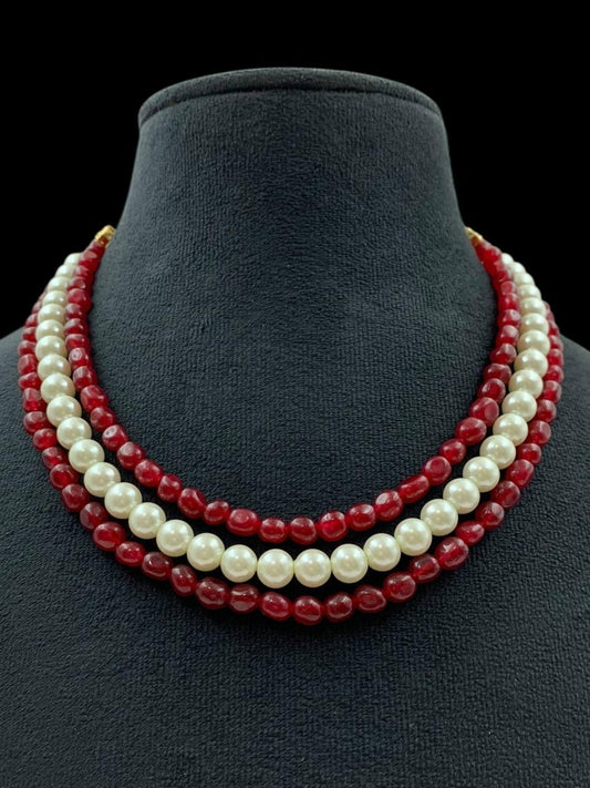Onyx Beads & Pearls necklace | Indian Jewelry