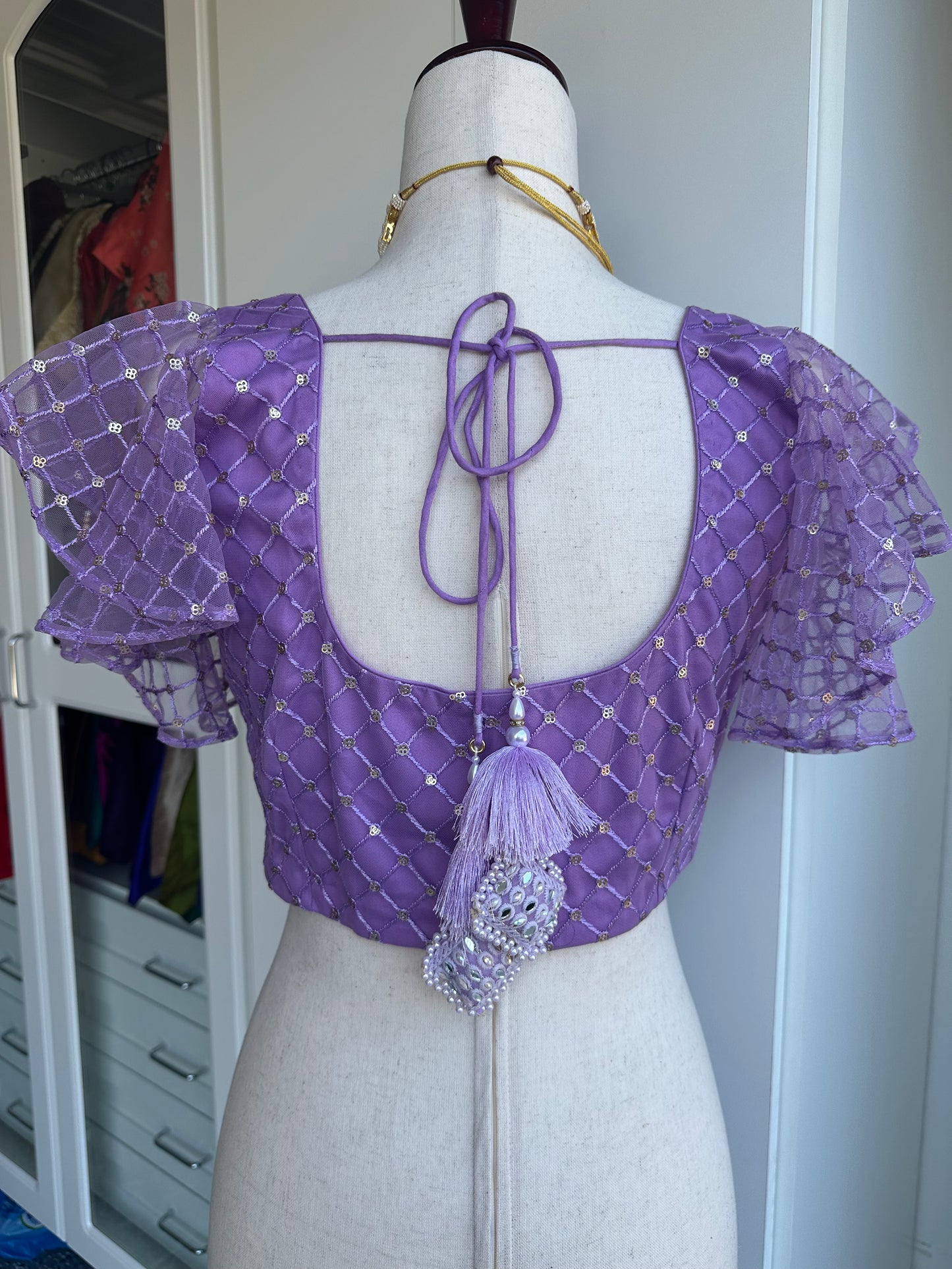 Lavender sequins blouse | Saree blouse | Cocktail party blouse