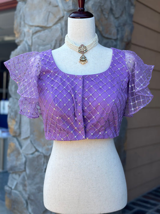Lavender sequins blouse | Saree blouse | Cocktail party blouse