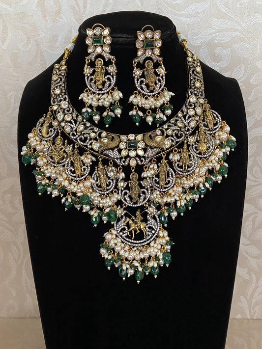 Grand Victorian dasavtar necklace | Bridal jewelry | Indian jewelry