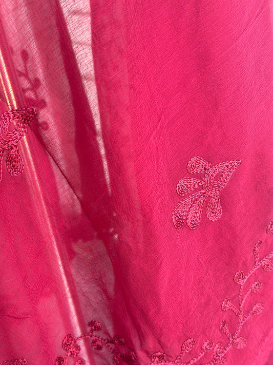 Maroon chiffon dupatta | embroidery dupatta
