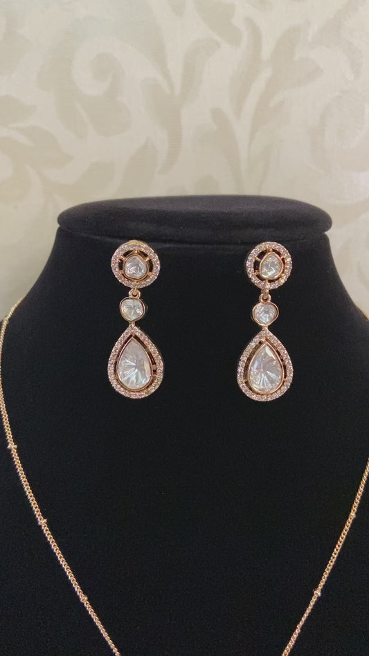 Moissanite Pendant Simple Necklace With Earrings