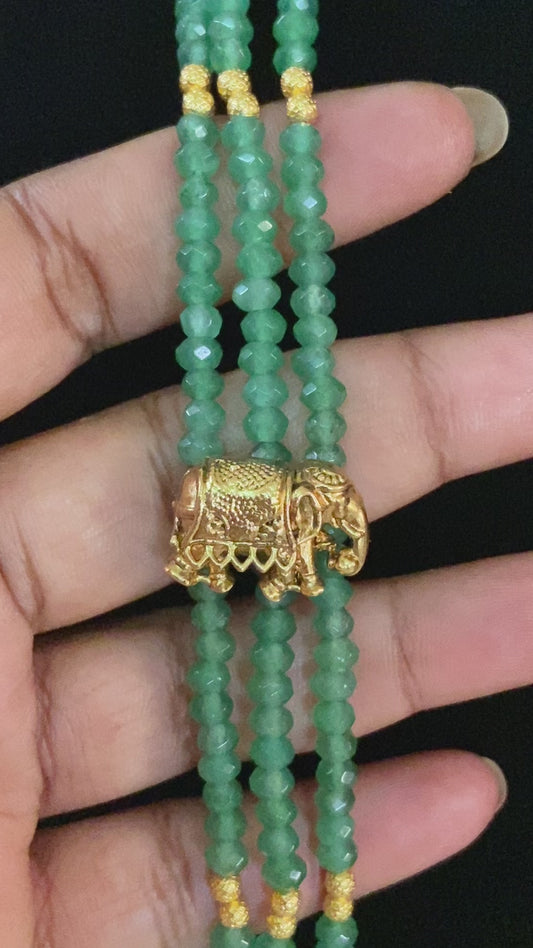 Lakshmi Pendant Beads Mala With Jumkis | Indian Designer Necklace | Temple jewelry