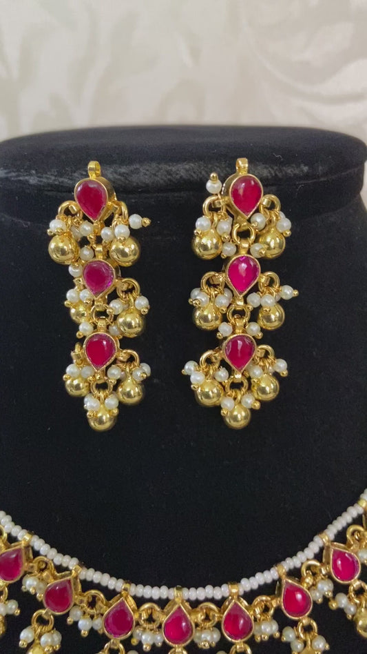 Ahmedabadi kundan necklace with earrings | Kundan necklace