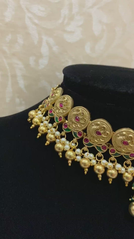 Jadau kundan temple choker