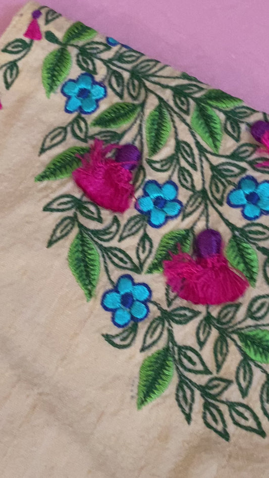 Cream raw silk blouse | custom blouse | embroidery blouse