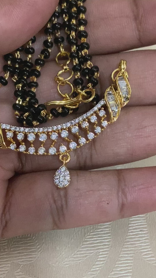 AD pendant mangalsutra | black beads necklace | Indian jewelry