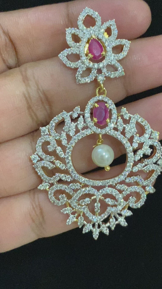 Rhodium polish necklace with earrings