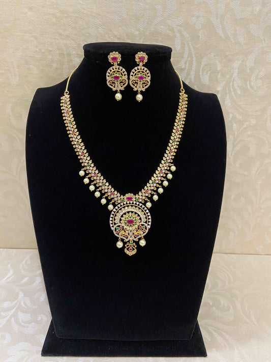 Cz necklace with earrings