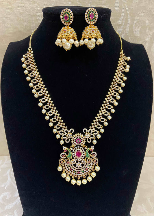 Cz necklace with earrings