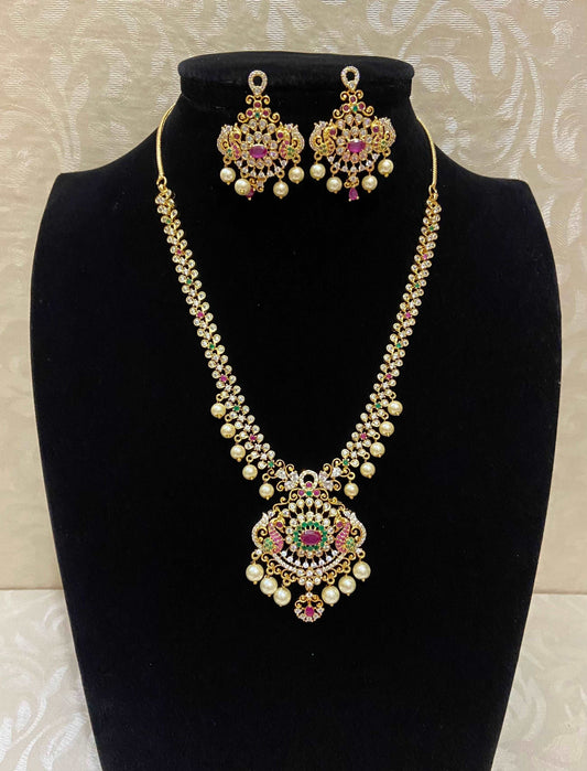CZ necklace with earrings
