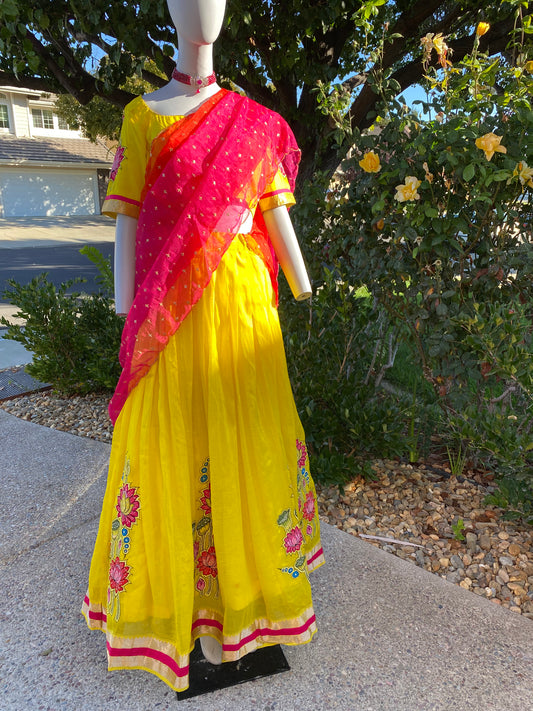 Lehanga | partwear lehanga | yellow lehanga | custom lehanga
