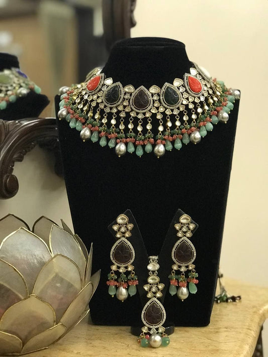 Grand navratan kundan necklace
