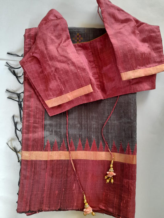 Pure Rawsilk temple boarder saree | Sparta buti saree