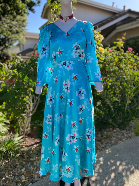 Blue Satin dress | holiday dress | Simple dress