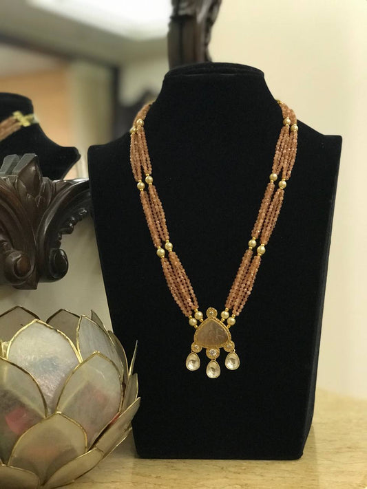 Onyx beads necklace | carved stone pendant necklace | Indian jewelry