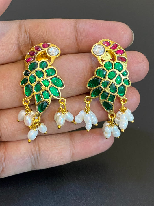Peacock earrings | handmade earrings | kundan earrings