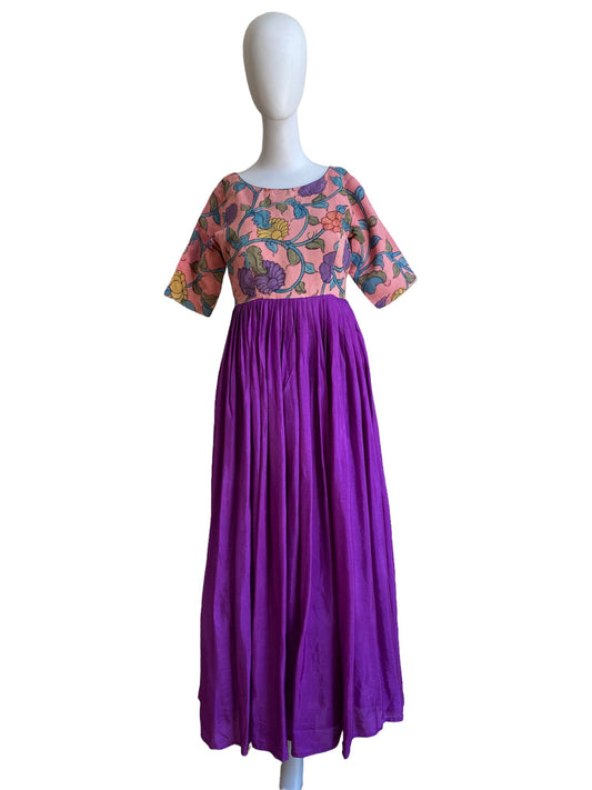 Pen kalamkari yoke dress | party wear dress | custom dress | designer dress