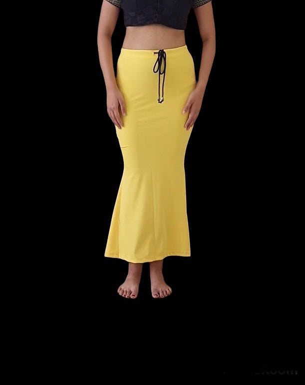 Mustard Women's Saree Shapewear With Drawstring Mermaid Petticoat