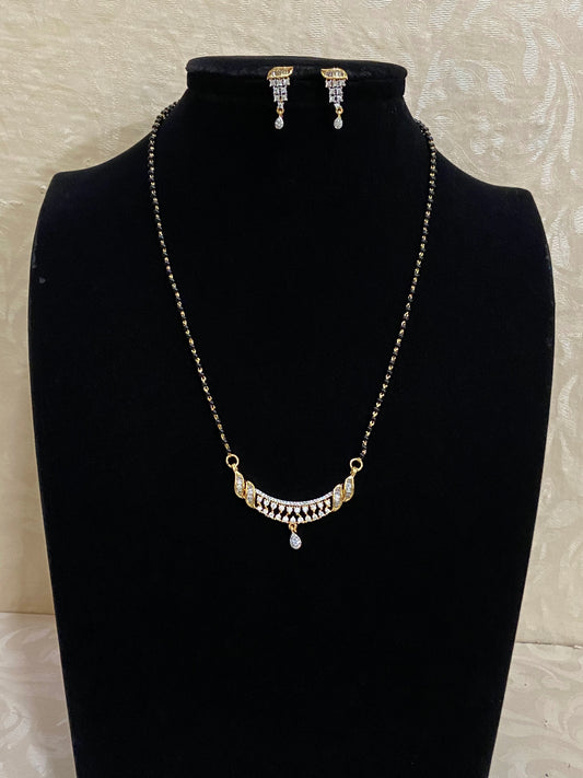 AD pendant mangalsutra | black beads necklace | Indian jewelry